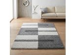 Hochflor-Teppich AYYILDIZ TEPPICHE "Gala Shaggy 2505", grau (hellgrau), B:140cm H:30mm L:200cm, Kunstfaser, Teppiche, Langflor, Läufer, alle Räume, Wohnzimmer