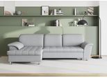 Ecksofa DOMO COLLECTION "FRANZI 278x170x81 cm, Steppung im Sitzbereich, L-Form", silber, B:278cm H:81cm T:170cm, Flachgewebe (100% Polyester);Chenille (100% Polyester), Sofas, Ecksofa, wahlweise mit Bettfunktion, Bettkasten und Kopfteilverstellung