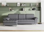 Ecksofa DOMO COLLECTION "FRANZI 278x170x81 cm, Steppung im Sitzbereich, L-Form", grau (weiß, grau), B:278cm H:81cm T:170cm, Flachgewebe (100% Polyester);Chenille (100% Polyester), Sofas, Ecksofa, wahlweise mit Bettfunktion, Bettkasten und Kopfteilverstellung