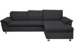 Ecksofa DOMO COLLECTION "FRANZI 278x170x81 cm, Steppung im Sitzbereich, L-Form", grau (graphite), B:278cm H:81cm T:170cm, Flachgewebe (100% Polyester);Chenille (100% Polyester), Sofas, Ecksofa, wahlweise mit Bettfunktion, Bettkasten und Kopfteilverstellung