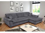 Ecksofa DOMO COLLECTION "FRANZI 278x170x81 cm, Steppung im Sitzbereich, L-Form", grau (dunkelgrau), B:278cm H:81cm T:170cm, Flachgewebe (100% Polyester);Chenille (100% Polyester), Sofas, Ecksofa, mit Kopfteilverstellung, Chenille, dunkelgrau
