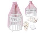 Waldin Babybett OWAL Kinderbett 7in1 mit Matratze, mitwachsendes Kinder-Bett