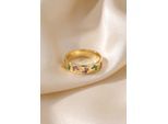 Fingerring JOBO "Ring Schmetterling" Gr. 52, vergoldet, Fingerringe, Damen, 52, Silber 925 (Sterlingsilber), Fingerring, 925 Silber vergoldet mit 24 Zirkonia