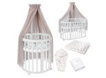 Waldin Babybett OWAL Kinderbett 7in1 mit Matratze, mitwachsendes Kinder-Bett
