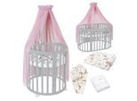 Waldin Babybett OWAL Kinderbett 7in1 mit Matratze, mitwachsendes Kinder-Bett