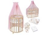 Waldin Babybett OWAL Kinderbett 7in1 mit Matratze, mitwachsendes Kinder-Bett