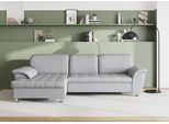 Ecksofa DOMO COLLECTION "FRANZI 278x170x81 cm, Steppung im Sitzbereich, L-Form", silber, B:278cm H:81cm T:170cm, Flachgewebe (100% Polyester);Chenille (100% Polyester), Sofas, Ecksofa, wahlweise mit Bettfunktion, Bettkasten und Kopfteilverstellung