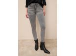 Skinny-fit-Jeans TAMARIS "aus bequemen Stretch-Denim", Damen, Gr. 38, N-Gr, grau (light grau u), Denim/Jeans, Obermaterial: 74% Baumwolle, 24% Polyester, 2% Elasthan, unifarben, skinny fit lang, Jeans, schmale Beinweite, mit Gürtelschlaufenbund, mit Metallreißverschluss
