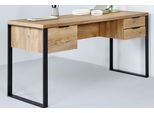 Schreibtisch JAHNKE "LOOP D 150", braun (kerneiche, gunmetal, kerneiche), B:152,4cm H:76,2cm T:60cm, Tische, Schreibtisch