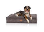 Knuffelwuff Hundekissen Lesedi aus Cord mit Handwebcharakter braun/ grau XXL