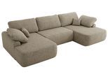 WOHNLANDSCHAFT CUBO U Dunkelbeige Struktur