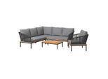 Ambia Garden Gartengarnitur, Anthrazit, Grau, Teak, Textil, 5-teilig, Akazie, massiv, Füllung: Schaumstoff,Polyester, 204x204 cm, Gartenmöbel, Gartenmöbel-Sets