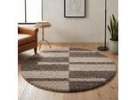 Hochflor-Teppich AYYILDIZ TEPPICHE "Gala Shaggy 2505", grau (taupe), H:30mm Ø:160cm, Kunstfaser, Teppiche, Wohnzimmer