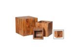Ambia Home Dekosäulen-Set, Natur, Holz, Tanne, massiv, Fsc, Wohnzimmer, Wohnzimmertische, Blumenständer