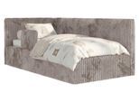 POLSTERBETT TILVO ALTA 90/200 - Hellbraun Cord - Taschenfederkernmatratze - Links