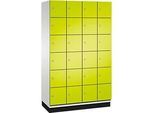 C+P Schliessfachschrank Cambio, 4 Abteile, 24 Fächer, mit Sockel, B 1200 x T 525 x H 1980 mm, lichtgrau/clowngrün