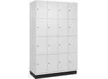 C+P Schliessfachschrank Cambio, 4 Abteile, 16 Fächer, mit Sockel, B 1200 x T 525 x H 1980 mm, verkehrsweiss