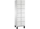 C+P Schliessfachschrank Cambio, 2 Abteile, 12 Fächer, auf Füssen, B 600 x T 525 x H 1980 mm, lichtgrau
