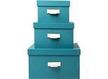 Exacompta OfficeByMe Aufbewahrungsboxen 3er Set Blaugrün, A4+/A5++/A6++, FSC-Karton, plastikfrei, Etikettenhalter