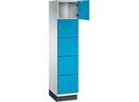 C+P Schliessfachschrank Cambio, 1 Abteil, 5 Fächer, mit Sockel, B 400 x T 525 x H 1980 mm, lichtgrau/lichtblau