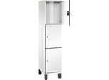 C+P Schliessfachschrank Cambio, 1 Abteil, 3 Fächer, auf Füssen, B 400 x T 525 x H 1980 mm, verkehrsweiss/weiss