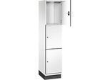 C+P Schliessfachschrank Cambio, 1 Abteil, 3 Fächer, mit Sockel, B 400 x T 525 x H 1980 mm, verkehrsweiss/weiss