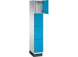 C+P Schliessfachschrank Cambio, 1 Abteil, 4 Fächer, mit Sockel, B 300 x T 525 x H 1980 mm, lichtgrau/lichtblau