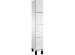 C+P Schliessfachschrank Cambio, 1 Abteil, 4 Fächer, auf Füssen, B 300 x T 525 x H 1980 mm, lichtgrau