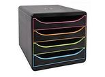 Schubladenbox Big Box Plus Black Office Schwarz/Harlekin, 4 offene Schubladen, A4/A4+, leise, Stopp