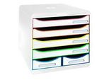 Exacompta BIG BOX MAXI Black Office Weiss/Harlekin, 6 offene Schubladen (4 gross/2 klein) A4/A4+, leise, 25 Jahre