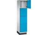 C+P Schliessfachschrank Cambio, 1 Abteil, 4 Fächer, mit Sockel, B 400 x T 525 x H 1980 mm, lichtgrau/lichtblau