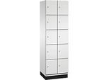 C+P Schliessfachschrank Cambio, 2 Abteile, 10 Fächer, mit Sockel, B 600 x T 525 x H 1980 mm, lichtgrau