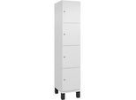 C+P Schliessfachschrank Cambio, 1 Abteil, 4 Fächer, auf Füssen, B 400 x T 525 x H 1980 mm, verkehrsweiss