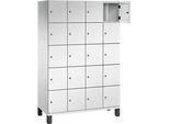 C+P Schliessfachschrank Cambio, 4 Abteile, 20 Fächer, auf Füssen, B 1200 x T 525 x H 1980 mm, lichtgrau