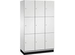 C+P Schliessfachschrank Cambio, 3 Abteile, 9 Fächer, mit Sockel, B 1200 x T 525 x H 1980 mm, lichtgrau