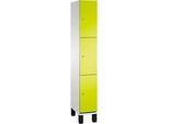 C+P Schliessfachschrank Cambio, 1 Abteil, 3 Fächer, auf Füssen, B 300 x T 525 x H 1980 mm, lichtgrau/clowngrün
