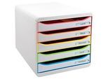 Exacompta Big Box Plus Black Office Weiss, 5 offene Schubladen A4/A4+/24x32, leise, Sicherheitsstopp, stapelbar