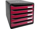 Exacompta Big Box Plus Iderama Himbeere glossy, 5 offene Schubladen A4/A4+/24x32, leise, Sicherheitsstopp, stapelbar