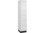C+P Schliessfachschrank Cambio, 1 Abteil, 6 Fächer, mit Sockel, B 400 x T 525 x H 1980 mm, verkehrsweiss