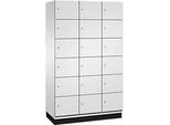 C+P Schliessfachschrank Cambio, 3 Abteile, 18 Fächer, mit Sockel, B 1200 x T 525 x H 1980 mm, lichtgrau