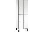 C+P Doppelstöckiger Spind Cambio, 2 Abteile, 4 Fächer, auf Füssen, B 600 x T 525 x H 1980 mm, verkehrsweiss/weiss