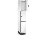 C+P Schliessfachschrank Cambio, 1 Abteil, 3 Fächer, mit Sockel, B 300 x T 525 x H 1980 mm, verkehrsweiss/weiss