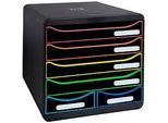 Exacompta BIG BOX MAXI Black Office Schwarz/Harlekin, 6 offene Schubladen (4 gross/2 klein) A4/A4+, leise, 25 Jahre