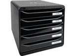 Exacompta Big Box Plus Iderama Anisgrün glossy, 5 offene Schubladen A4/A4+/24x32, leise, Sicherheitsstopp, stapelbar