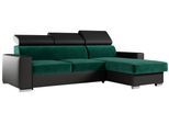ECKSOFA FOX-L Dunkelgrün/Schwarz