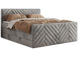 BOXSPRINGBETT PARIS KING DUO - 200/200 - Hellgrau Velvet - H4