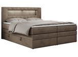 BOXSPRINGBETT GOLD-5 KING LED 160/200 Braun Velvet - H3