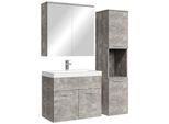 BADMÖBEL-SET Montreal 4 Teile Spiegelschrank Beton Grau - 60 x 35 x 51 cm
