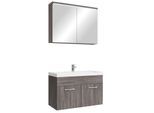 BADMÖBEL-SET Paso 3 Teile Grau Eiche - 80 x 35 x 55 cm