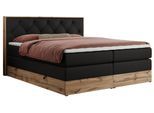 BOXSPRINGBETT VENETO KING 140/200 Schwarz Kunstleder - H3